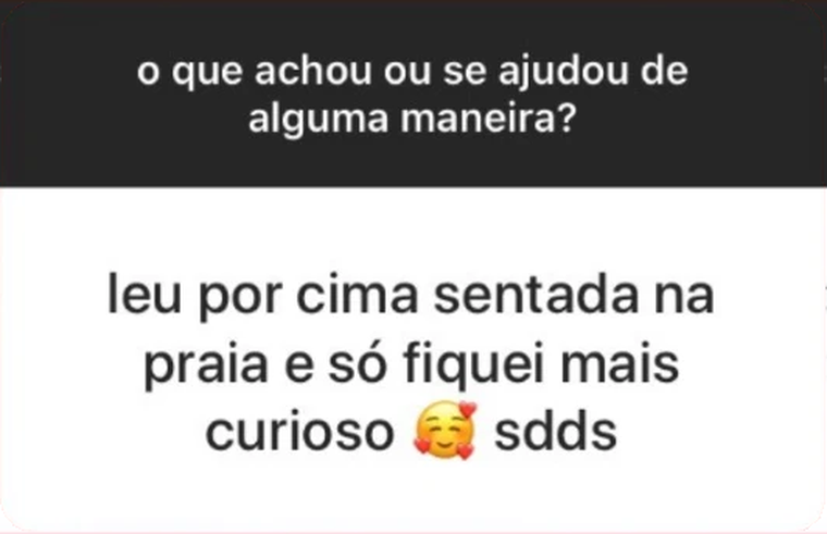Feedback de cliente sobre leitura astrológica: “leu por cima sentada na praia e só fiquei mais curioso, sdds”