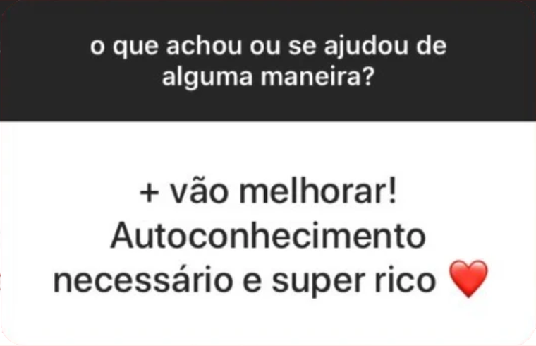 Feedback de cliente sobre leitura astrológica: “+ vão melhorar! Autoconhecimento necessário e super rico”